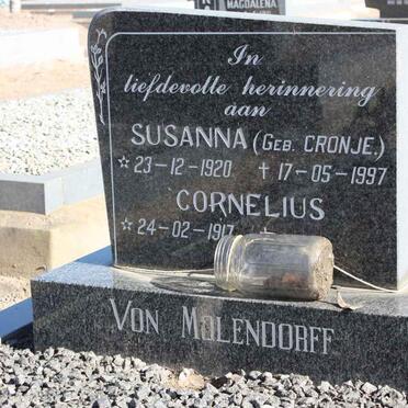 MOLENDORFF Cornelius, von 1917- &amp; Susanna CRONJE 1920-1997
