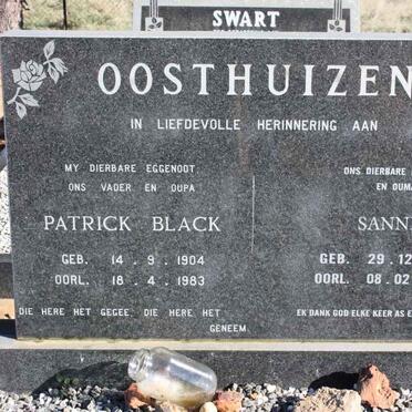 OOSTHUIZEN Patrick Black 1904-1983 &amp; Sannie 1921-2007
