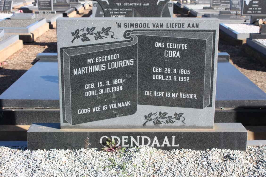 ODENDAAL Marthinus Lourens 1901-1984 &amp; Cora 1905-1992