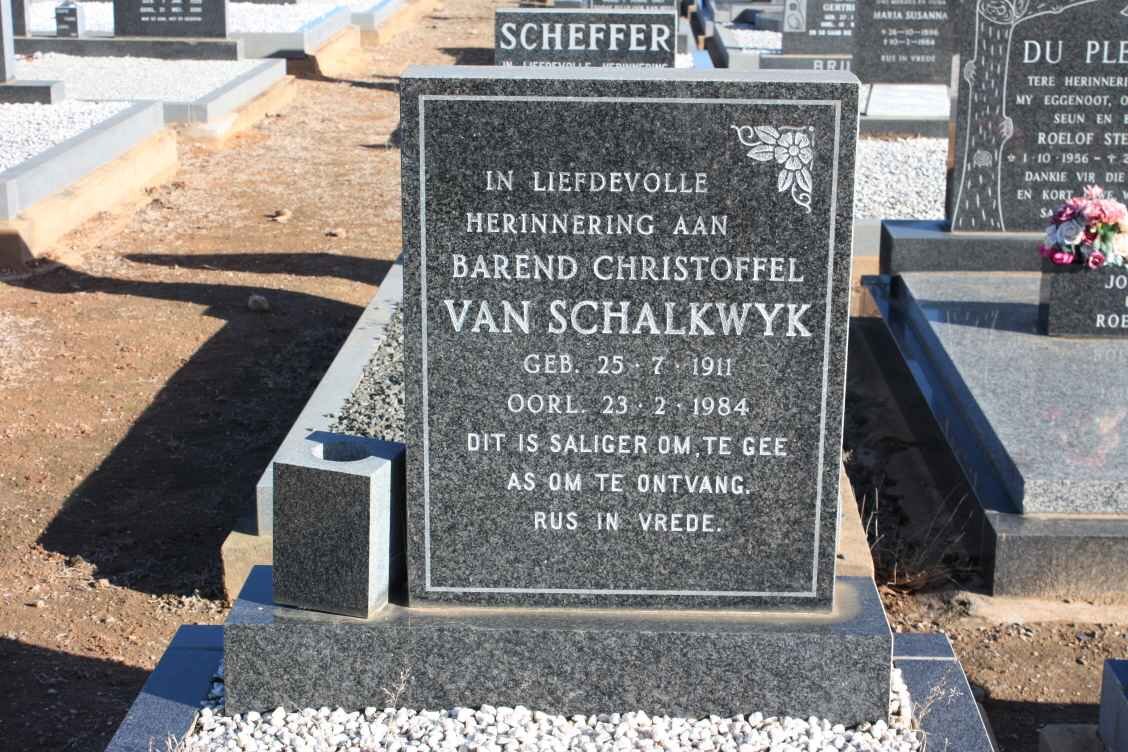 SCHALKWYK Barend Christoffel, van 1911-1984