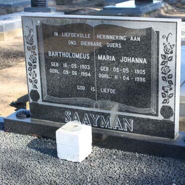 SAAYMAN Bartholomeus 1903-1994 &amp; Maria Johanna 1905-1996
