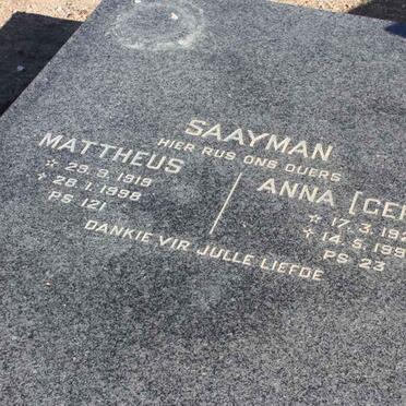 SAAYMAN Mattheus 1919-1998 &amp; Anna GERBER 1923-1998