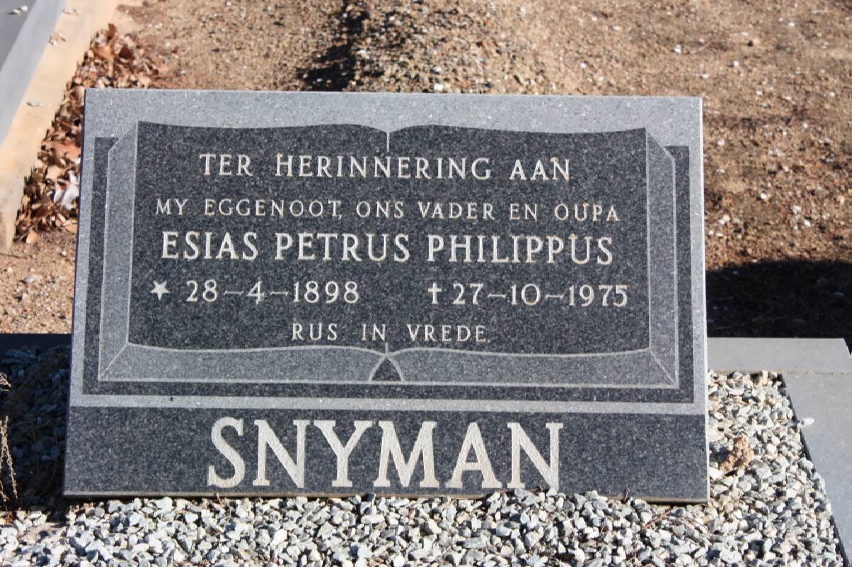 SNYMAN Esias Petrus Philippus 1898-1975
