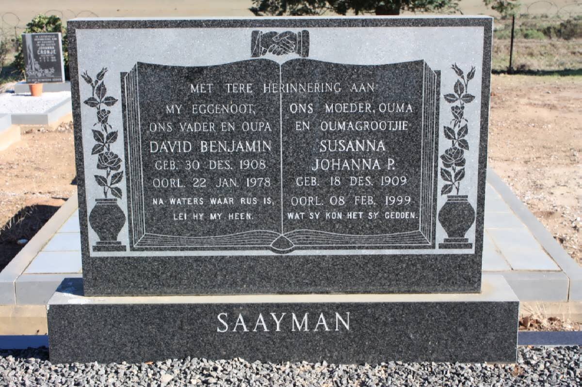 SAAYMAN David Benjamin 1908-1978 &amp; Susanna Johanna P. 1909-1999