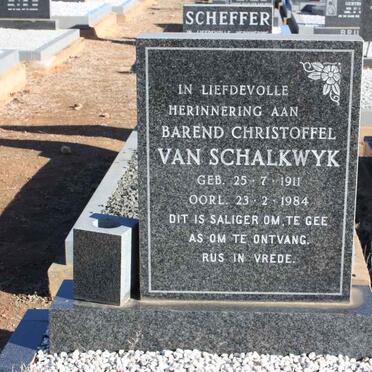 SCHALKWYK Barend Christoffel, van 1911-1984