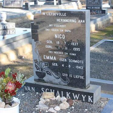 SCHALKWYK Nico, van 1937-1995 &amp; Emma SCHMIDT 1943-