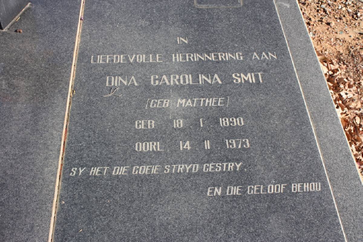 SMIT Dina Carolina nee MATTHEE 1890-1973