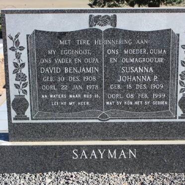 SAAYMAN David Benjamin 1908-1978 &amp; Susanna Johanna P. 1909-1999