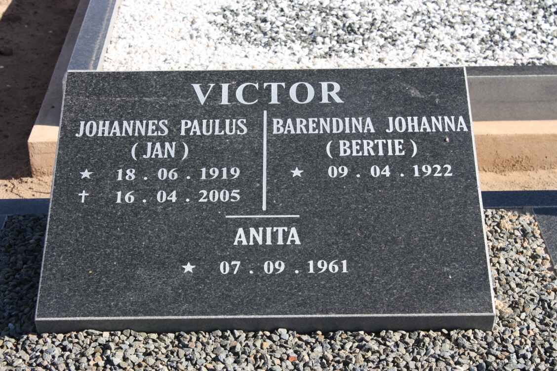 VICTOR Johannes Paulus 1919-2005 &amp; Barendina Johanna 1922- :: VICTOR Anita 1961-