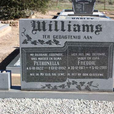 WILLIAMS Freddie 1917-2000 &amp; Petronella 1922-1992