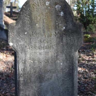 MERWE Sarah Joh., van der nee ABRAHAMS 1872-?