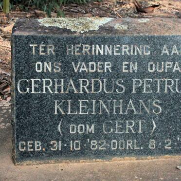 KLEINHANS Gerhardus Petrus 1882-1970