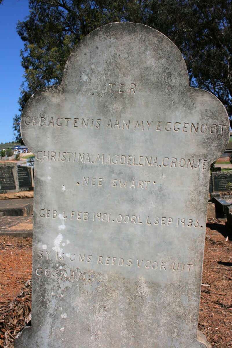 CRONJE Christina Magdelena neé SWART 1901-1935