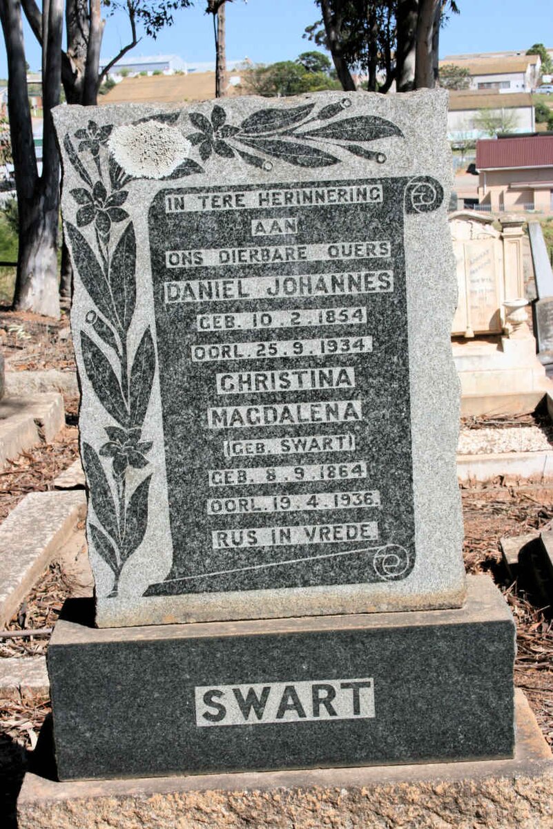 SWART Daniel Johannes 1854-1934 &amp; Christina Magdalena SWART 1864-1936