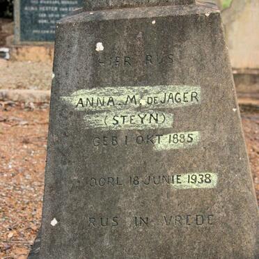 JAGER Anna M., de neé STEYN 1885-1938