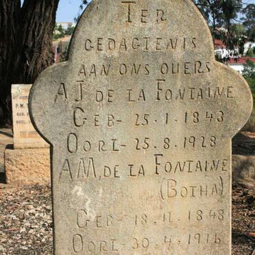 FONTAINE A.J., de la 1843-1928 &amp; A.M. BOTHA 1848-1916