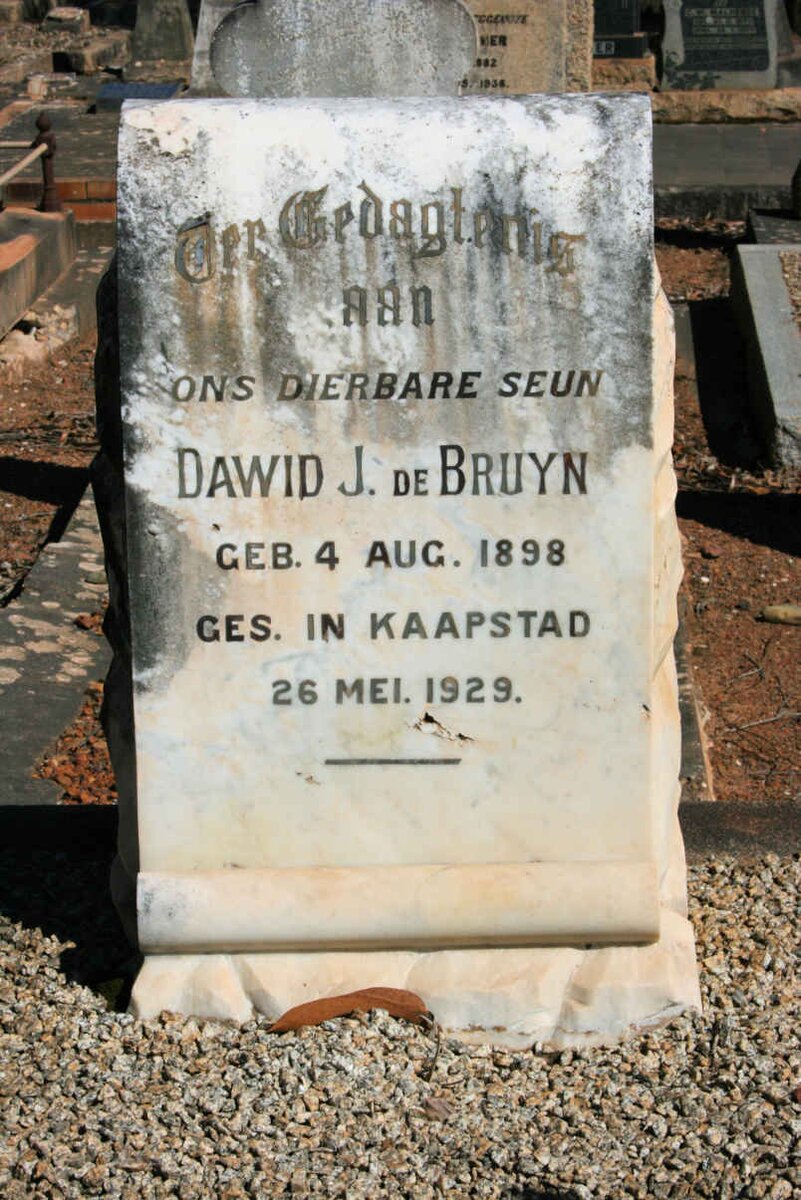 BRUYN Dawid J., de 1898-1929