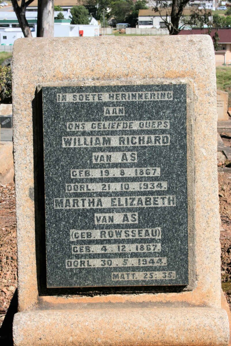 AS William Richard, van 1867-1934 &amp; Martha Elizabeth ROWSSEAU 1867-1944