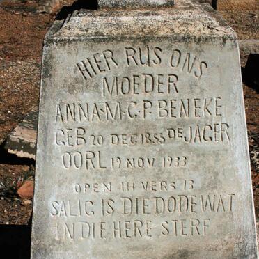 BENEKE Anna M.C.P. neé DE JAGER 1853-1933
