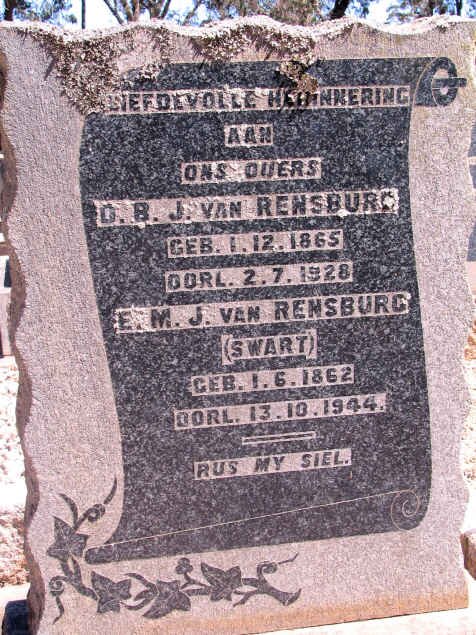 RENSBURG O.B.J., van 1865-1928 &amp; E.M.J. SWART 1862-1944