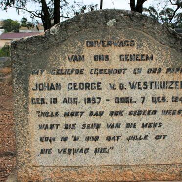 WESTHUIZEN Johan George, van der 1897-1948