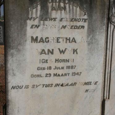 WYK Magrietha A., van neé HORNE 1887-1947