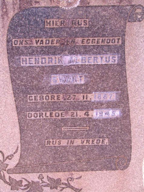 SWART Hendrik Alberus 1887-1945