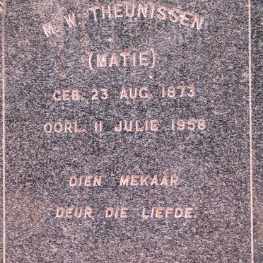 THEUNISSEN M.W. 1873-1958