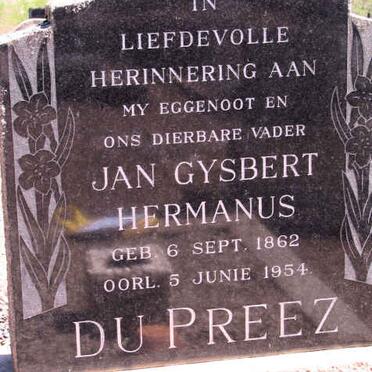 PREEZ Jan Gysbert Hermanus, du 1962-1954