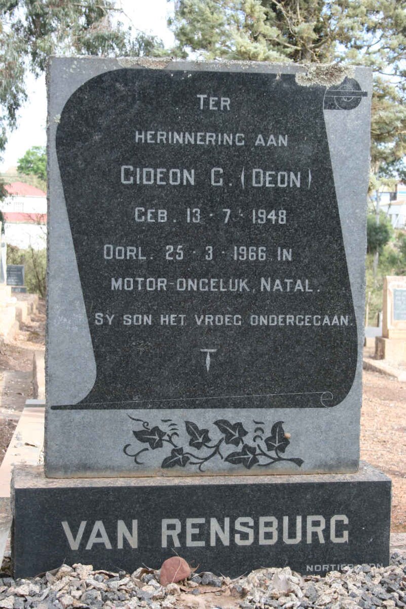 RENSBURG Gideon G., van 1948-1966