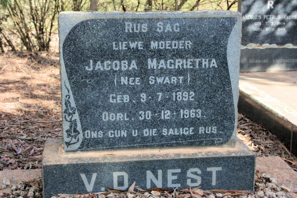 NEST Jacoba Magrietha, van der neé SWART 1892-1963