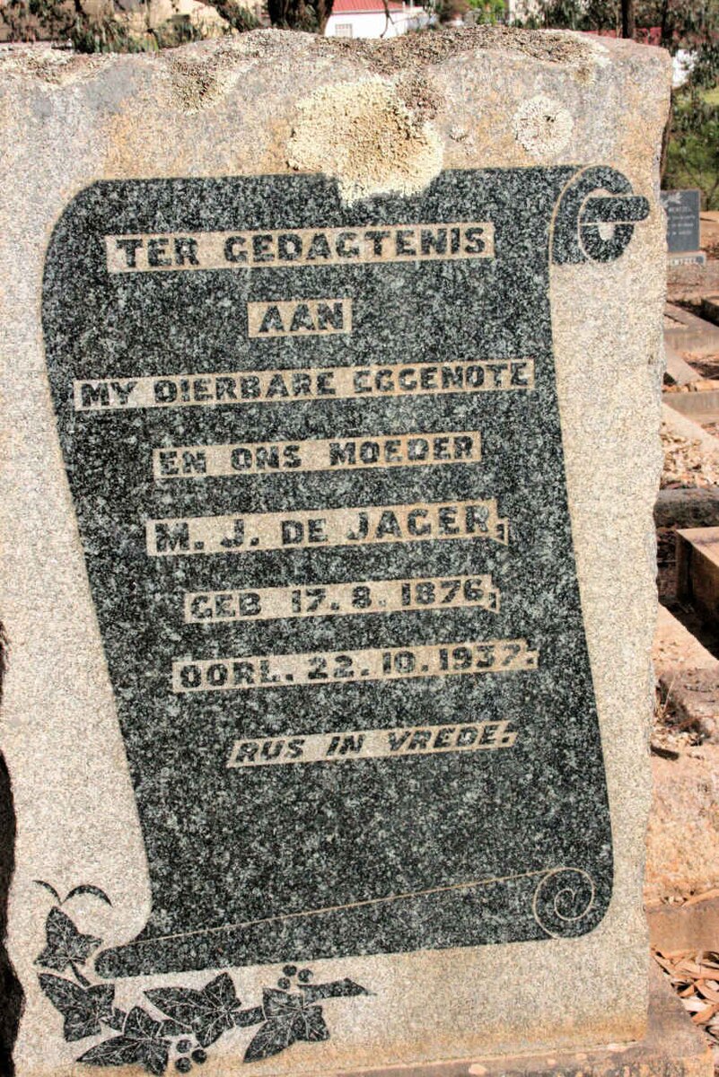 JAGER M.J., de 1876-1937