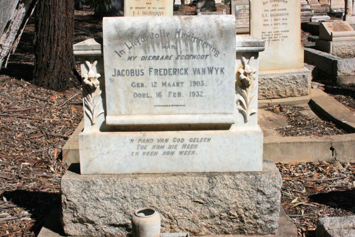 WYK Jacobus Frederick, van 1903-1932