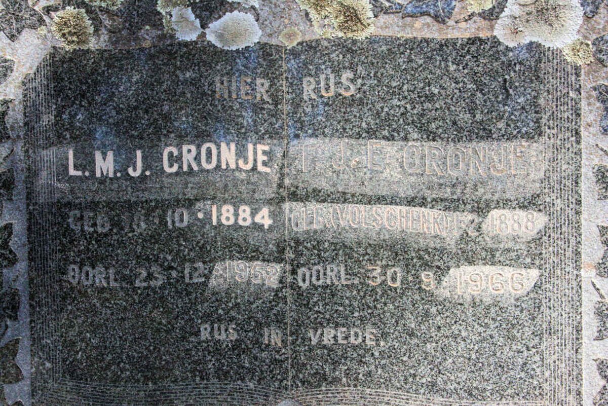 CRONJE L.M.J. 1884-1952 &amp; F.J.E. VOLSCHENK 1888-1966