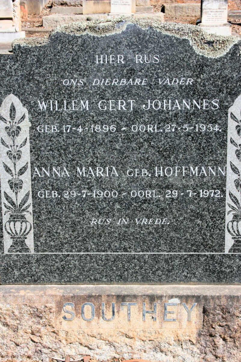SOUTHEY Willem Gert Johannes 1896-1954 &amp; Anna Maria HOFFMANN 1900-1972