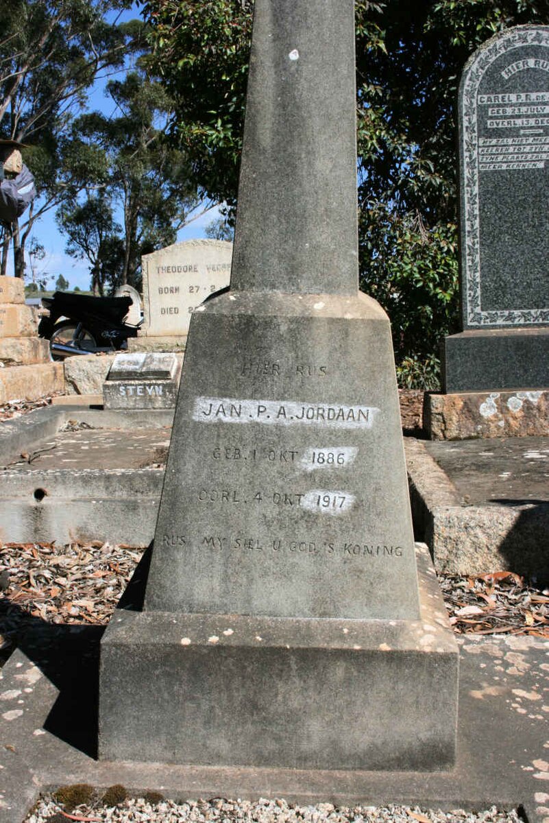 JORDAAN Jan P.A. 1886-1917