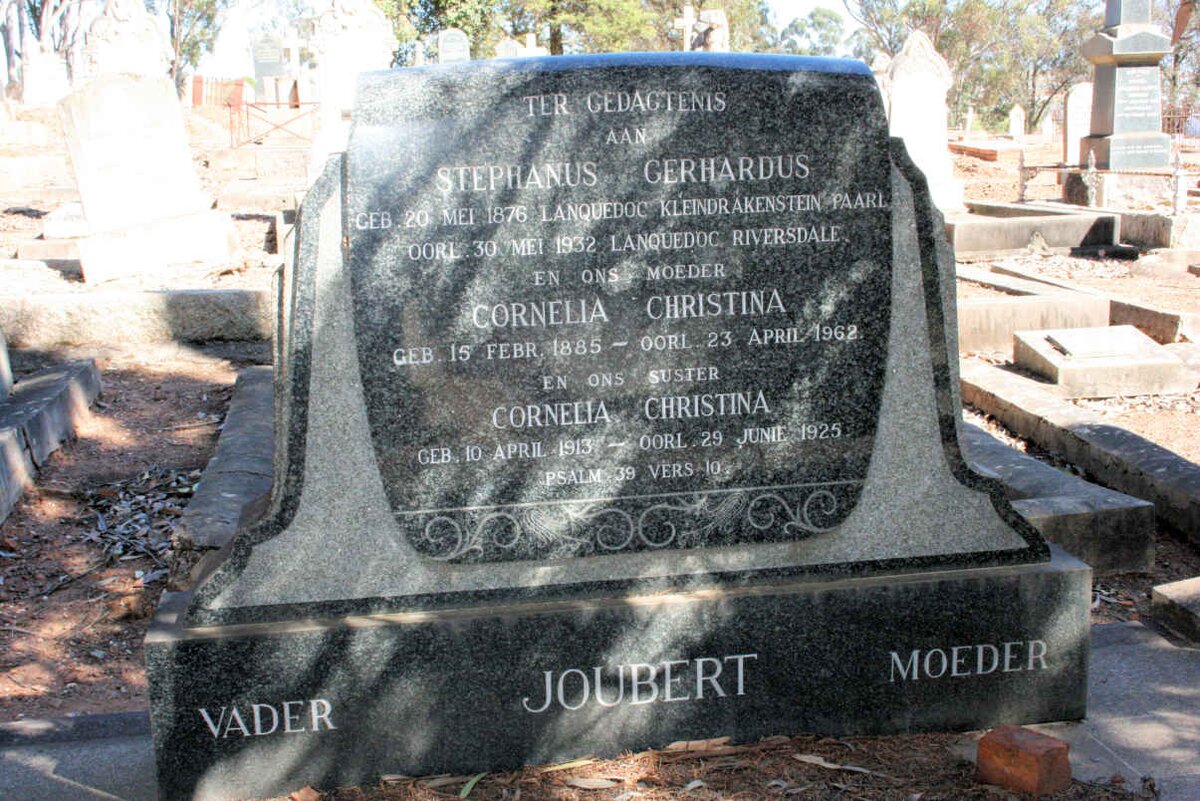 JOUBERT Gerhardus Johannes 1876-1932 &amp; Cornelia Christina 1885-1962 :: Cornelia Christina 1913-1925