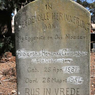 GELDERBLOM Albertha Hendrika neé OOSTHUIZEN 1881-1954