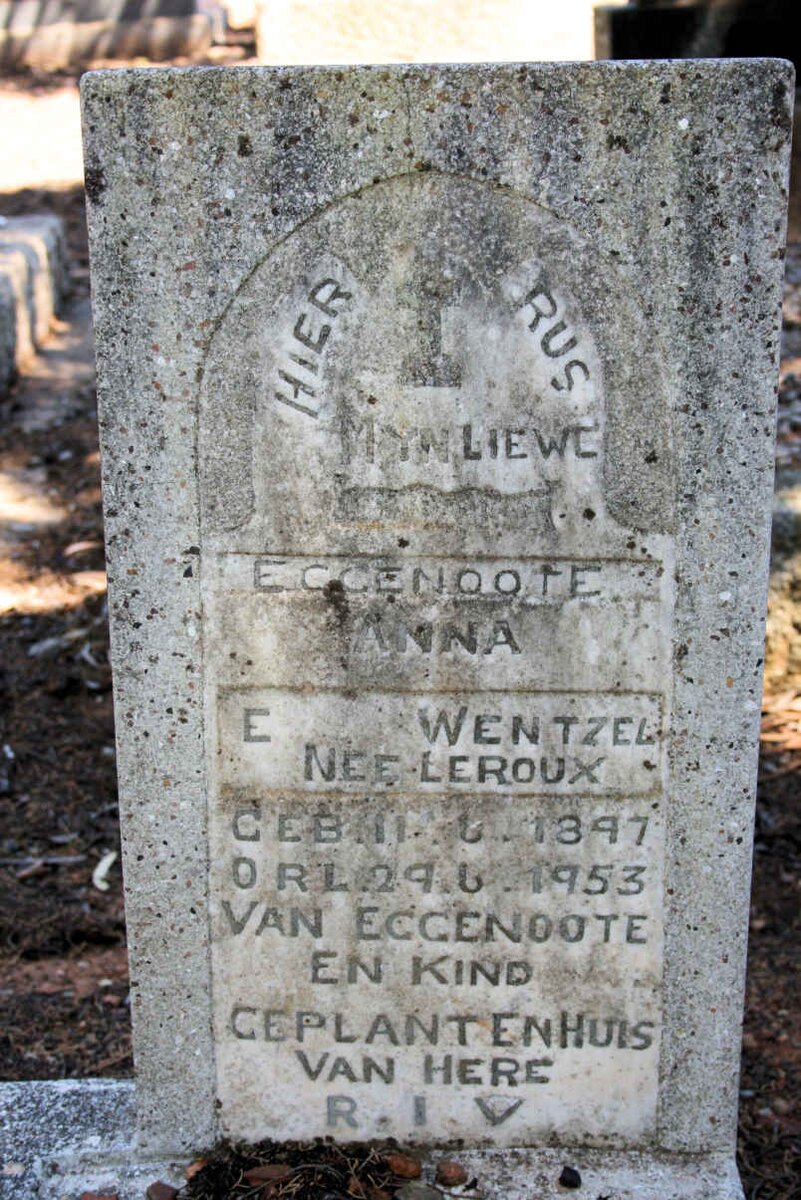 WENTZEL Anna E. neé LE ROUX 1897-1953