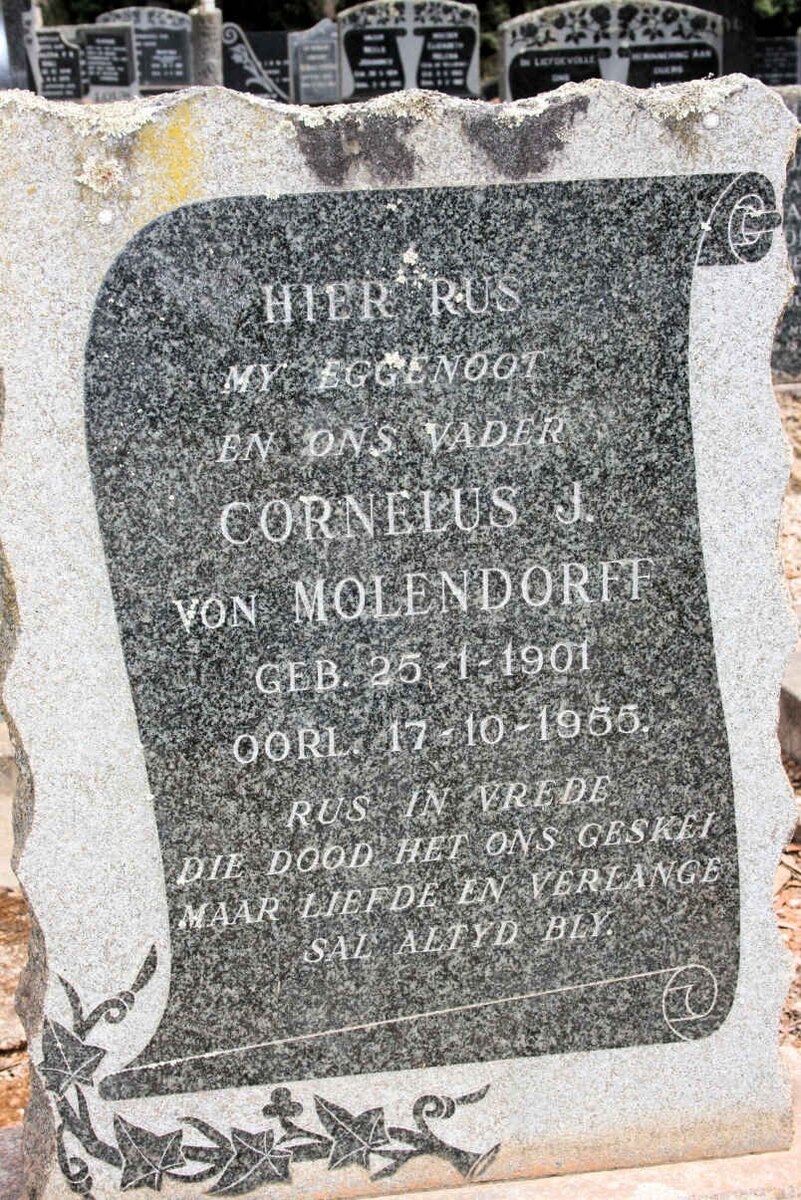 MOLENDORFF Cornelus J., von 1901-1955