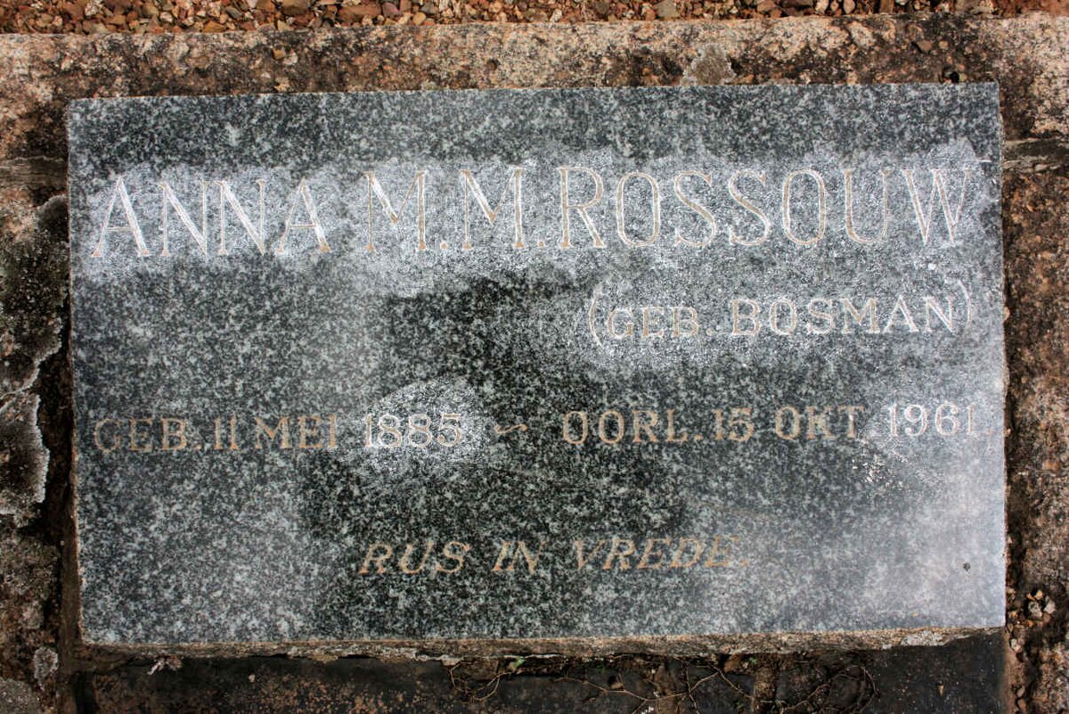 ROSSOUW Anna N.M. neé BOSMAN 1885-1961
