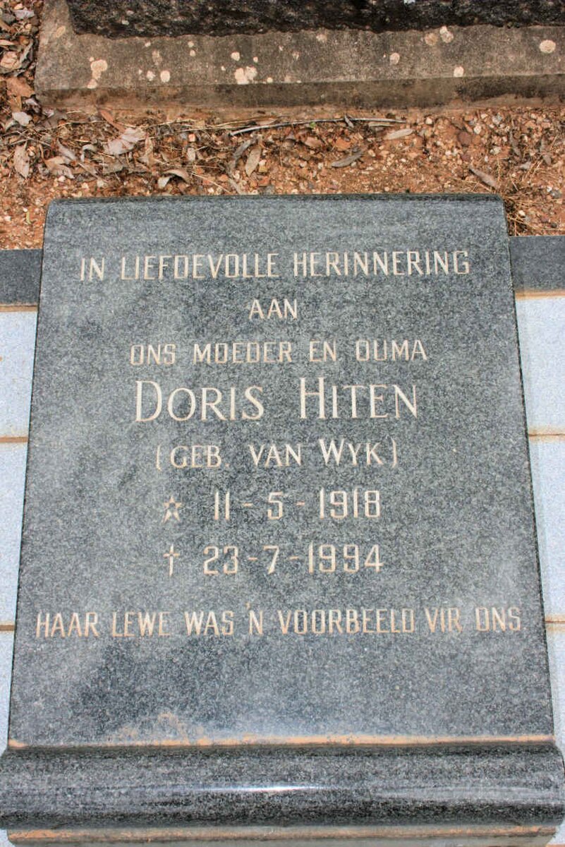 HITEN Doris neé VAN WYK 1918-1994