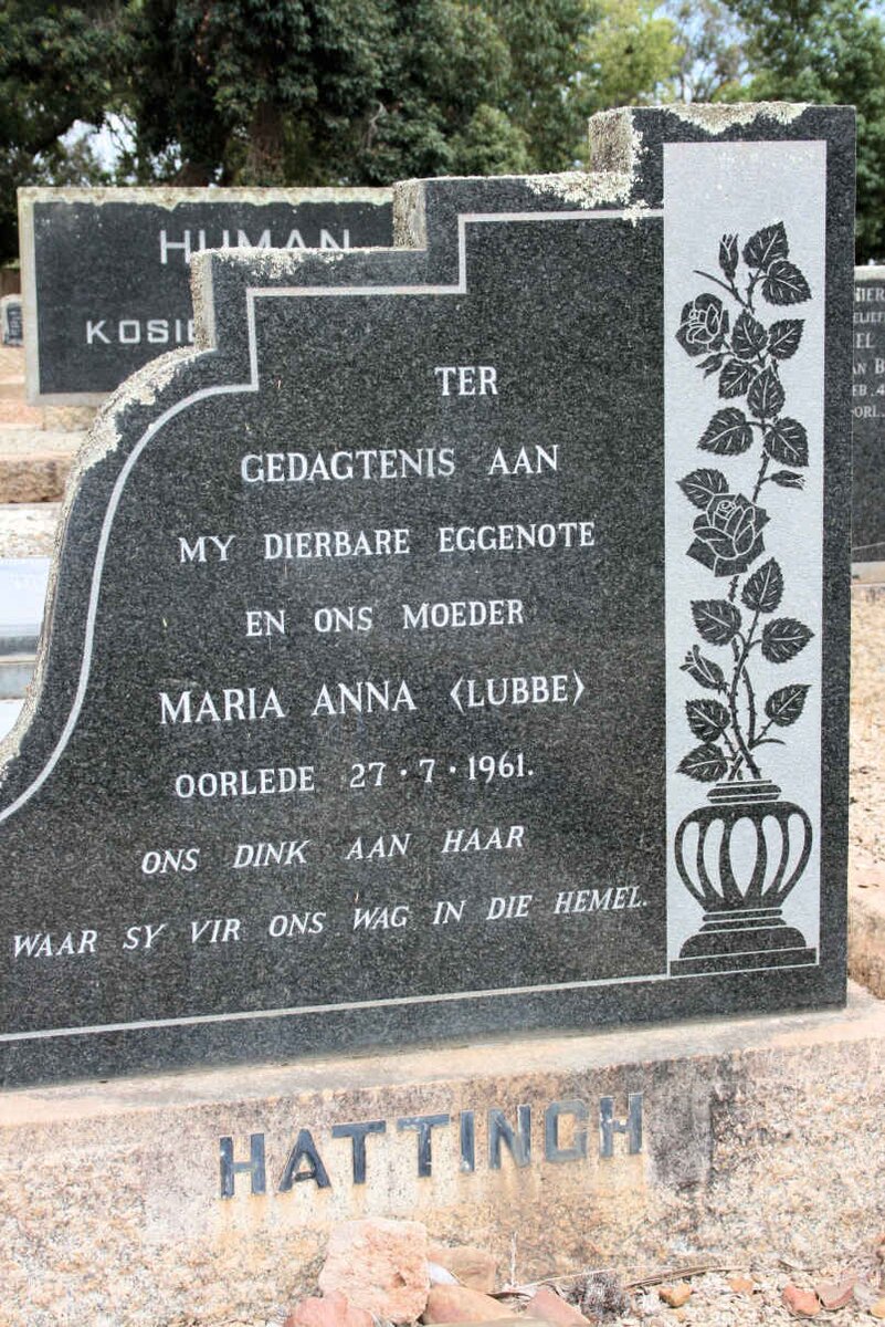 HATTINGH Maria Anna neé LUBBE -1961