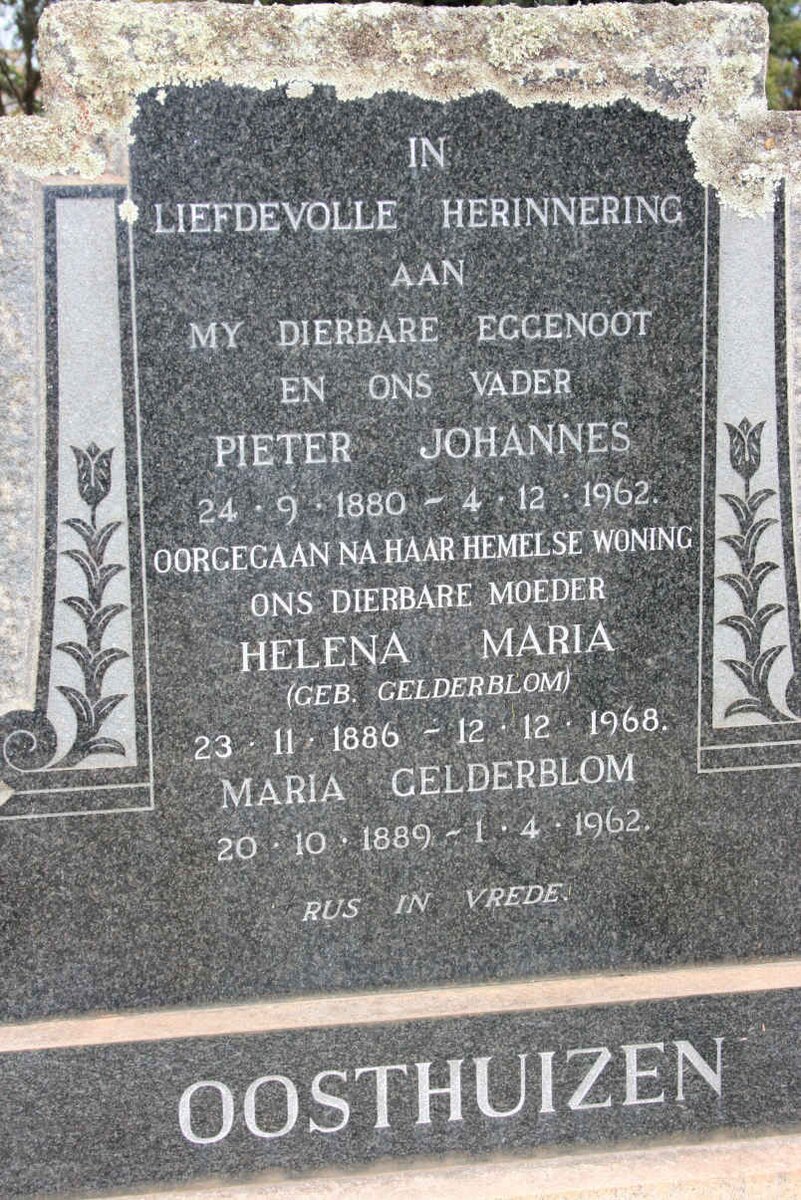 OOSTHUIZEN Pieter Johannes 1880-1962 &amp; Helena Maria GELDERBLOM 1886-1968