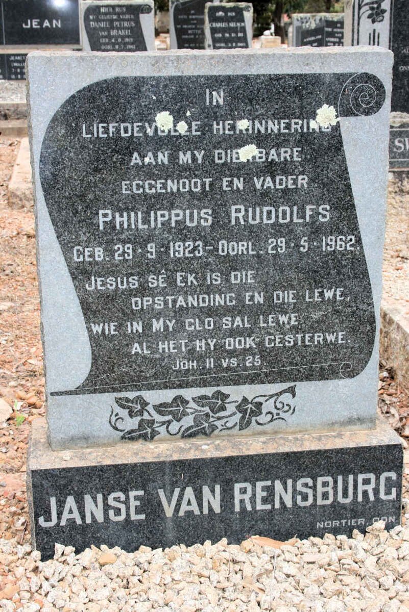 RENSBURG Philippus Rudolfs, Janse van 1923-1962