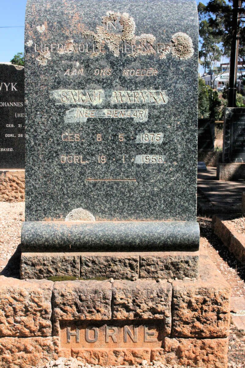 HORNE Sarah Maryna neé PIENAAR 1875-1958