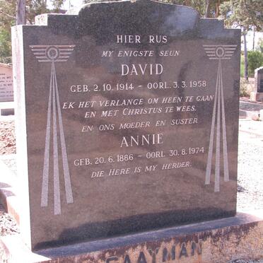 SAAYMAN Annie 1886-1974 :: David 1914-1958