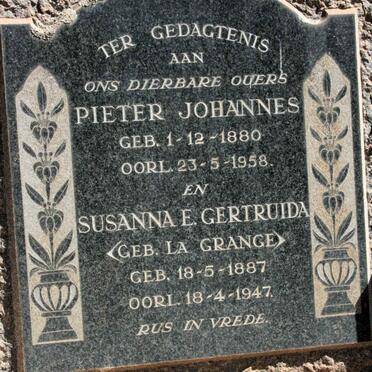 CRONJE Petrus Johannes 1880-1958 &amp; Susanna E. Gertruida LA GRANGE 1887-1947