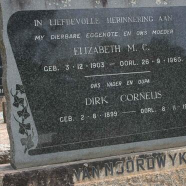 NOORDWYK Dirk Cornelis, van 1899-1991 &amp; Elizabeth M.C. 1903-1965