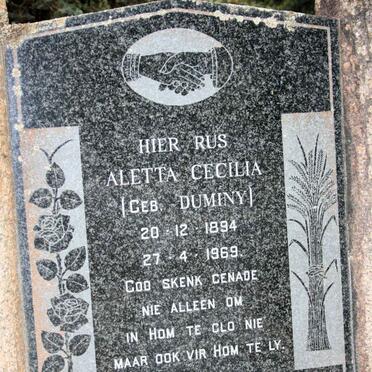 JAGER Aletta Cecilia, de neé DUMINY 1894-1969